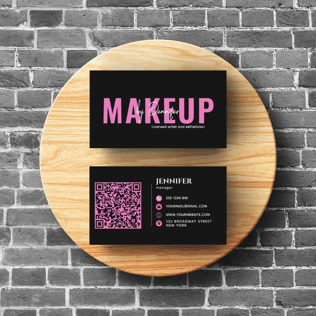 Modern Salon Spa Nagel och Eyelash Black & Rosa Visitkort (Skapare uppladdad)