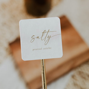 Modern Salty Wedding-favoriter i Guld-skript Fyrkantigt Klistermärke