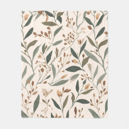 Modern Salvia och Terrakotta Blommotiv Mjuk Kast Fleecefilt