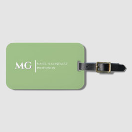 Modern Salviagrön Trendig Stilig Monogram Bagagebricka
