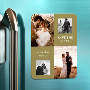 Modern Samla enkelt foto Spara datum Bröllop Magnet
