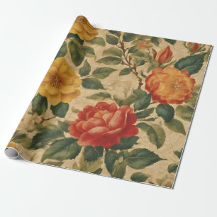 Modern samling för vattenfärgsVintage Blommigt Presentpapper