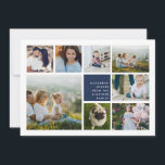 Modern samling | Hanukkah-fotokort Julkort<br><div class="desc">Modern Hanukkah-fotosamlingskort innehåller åtta foton som ordnats i en rutnätslayout,  med ditt personliga helgdag och namn i vitt på rikens marinblått. En enkel och minimal design som visar dina favoritfoton.</div>