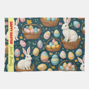Modern samling i Lycklig Bunny Påsk Kökshandduk