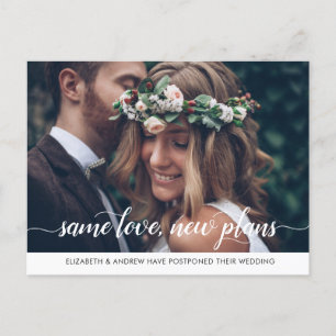 Modern Samma Kärlek Nya Planer Datumändring Foto Meddelande Vykort