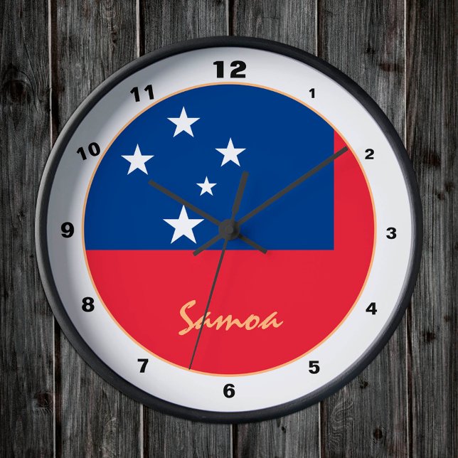 Modern samoansk Flagga, Samoa trendig hem/design Rund Klocka (Skapare uppladdad)