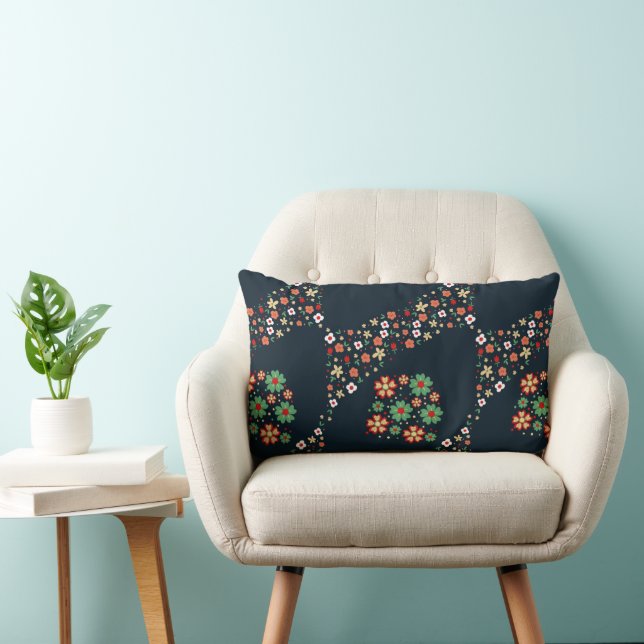 Modern samtida blommig lumbarkudde (Stol)