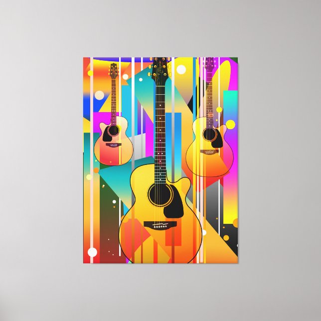 Modern samtida geometrisk gitarr  canvastryck (Framsida)