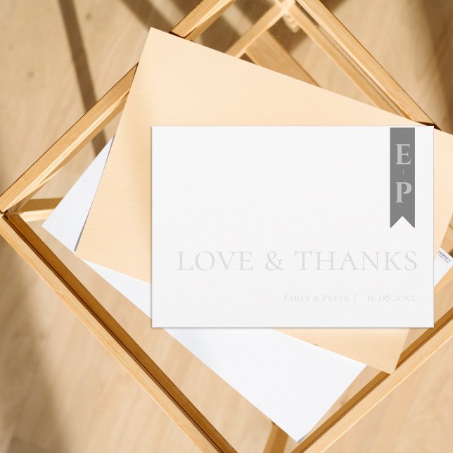 Modern samtida svart vit kärlek och tack kort (Modern Contemporary Black White Love & Thanks Thank You Card)