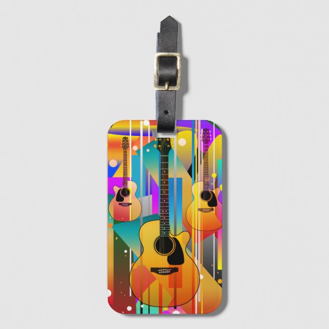 Modern Samtidig Geometrisk Gitarr Bagagebricka (Framsida vertikal)