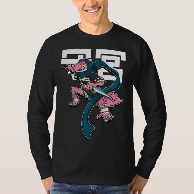 Modern Samurai Leopard Gecko Lizard Reptile T Shirt (Framsida)