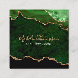 Modern samvet Grönt Marble Agate Geode Square Fyrkantigt Visitkort