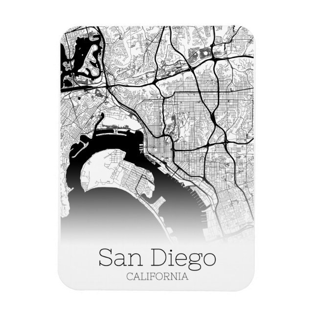 Modern San Diego City Karta Magnet (Vertikal)