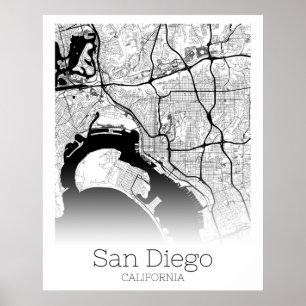 Modern San Diego City Karta Poster