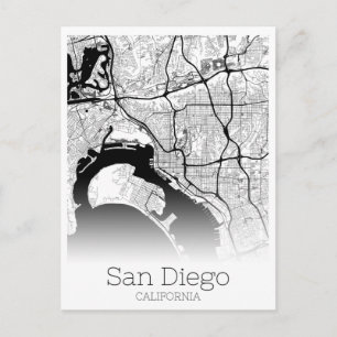 Modern San Diego City Karta Vykort