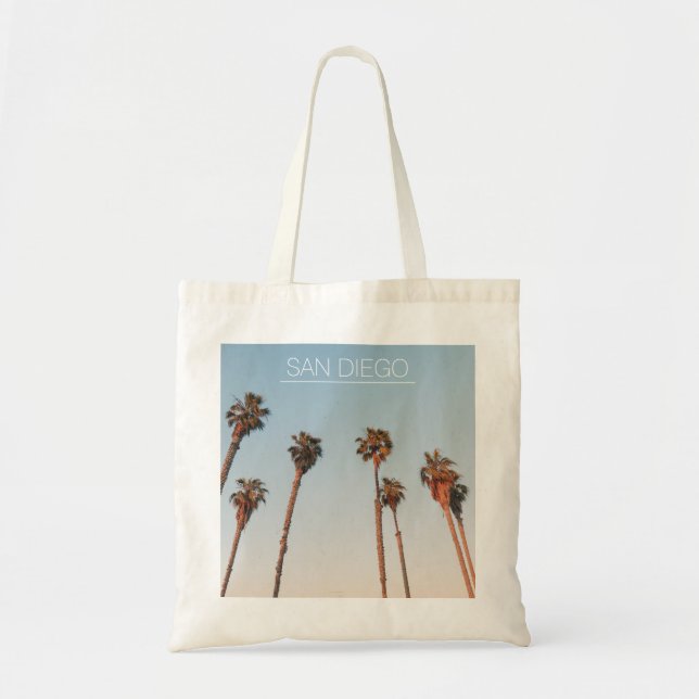 Modern San Diego Tall Handflatan Träd Färg Souveni Tygkasse (Framsidan)