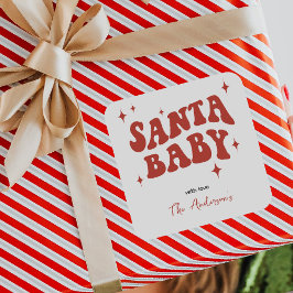Modern SANTA BABY-julklapp Fyrkantigt Klistermärke