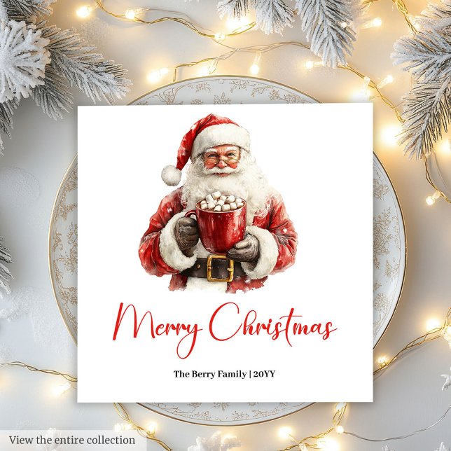 Modern Santa Claus Enkel Script Font Middag Xmas Pappersservett (Modern Santa Claus Simple Script Font Dinner Napkin)
