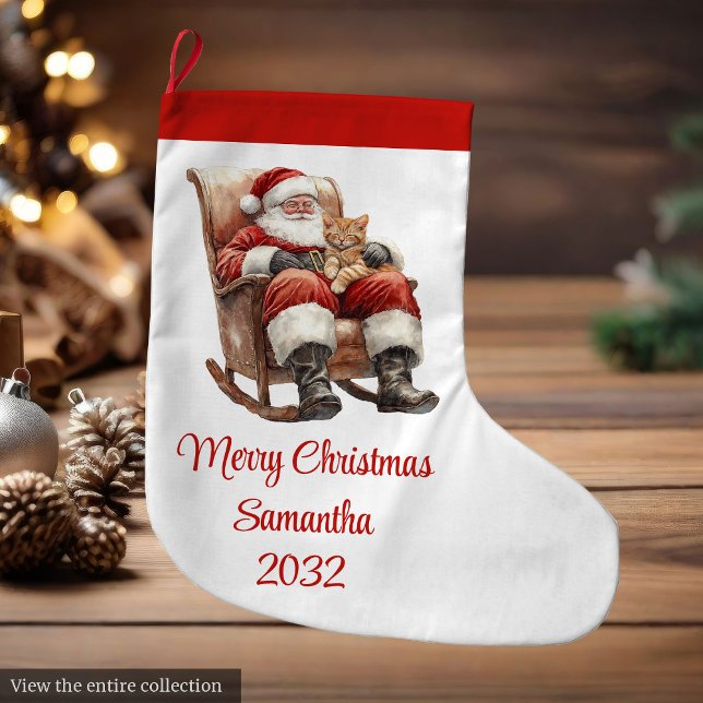 Modern Santa Claus Simple Script Font Stocking Stor Julstrumpa (Modern Santa Claus Simple Script Font Stocking)