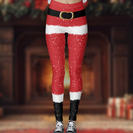 Modern Santa fru Claus Costume Cute Roligt jul Leggings