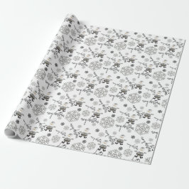 Modern Santa Houndstooth Snöflingor Mönster Presentpapper