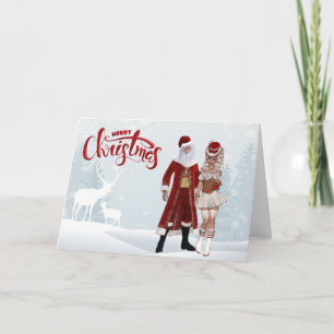 Modern Santa och Claus julkort Helgkort