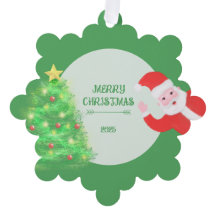 modern santa pine tree christmas green background
