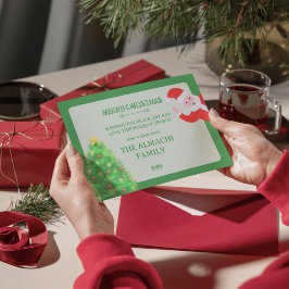 modern santa pine tree family christmas greeting julkort