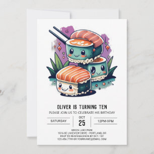 Modern Sashimi Children Birthday Inbjudningar