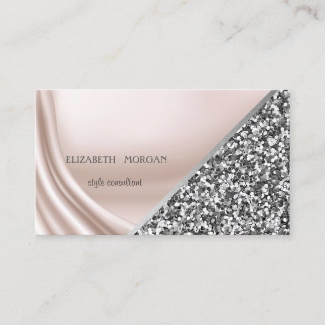 Modern Satin, Glitter, Geometrisk, Abstrakt Visitkort (Framsida)