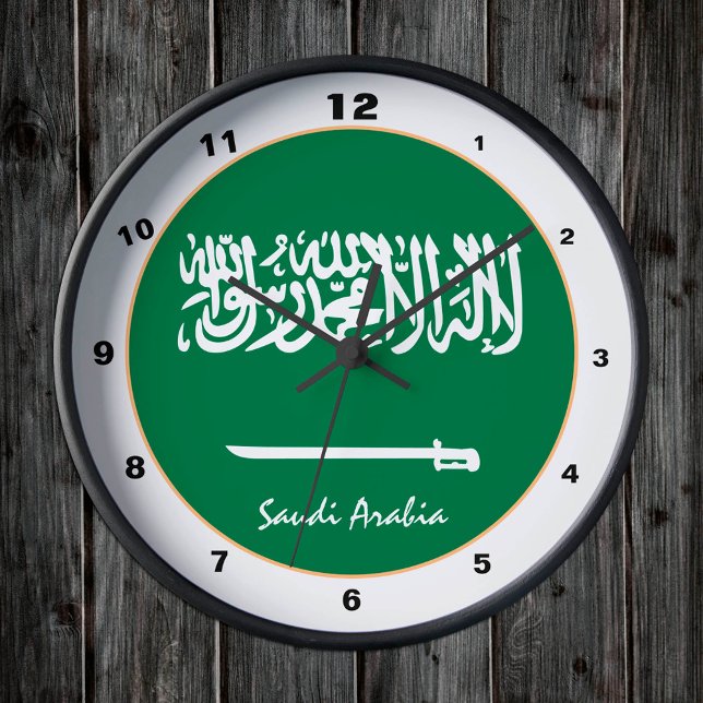Modern saudiarabisk Flagga, Saudiarabiens hem/desi Rund Klocka (Skapare uppladdad)