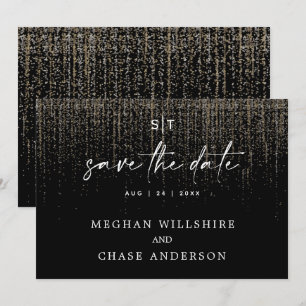 Modern Save Date Edgy Champagne Glitter Inbjudningar