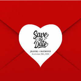 Modern Save The Date Anpassad Bröllopsinbjudan Hjärtformat Klistermärke