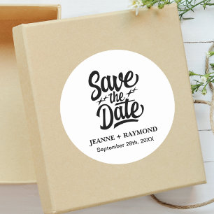 Modern Save The Date Anpassad Bröllopsinbjudan Runt Klistermärke