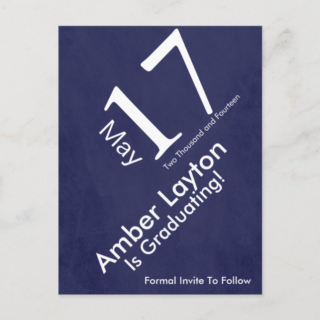 Modern Save The Date Examen Meddelande Vykort (Framsida)