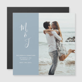 Modern Save The Date Puderblå Magnetkort Magnetisk Inbjudningskort
