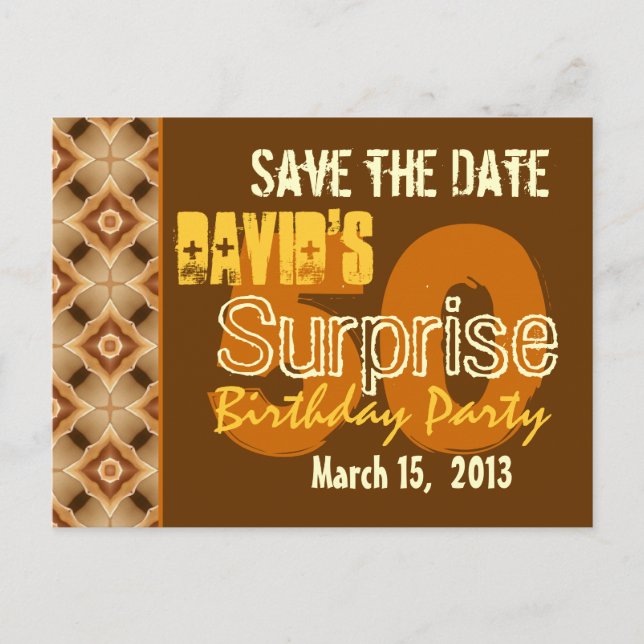 Modern Save the Date Surprise 50 Party W1947 Meddelande Vykort (Framsida)
