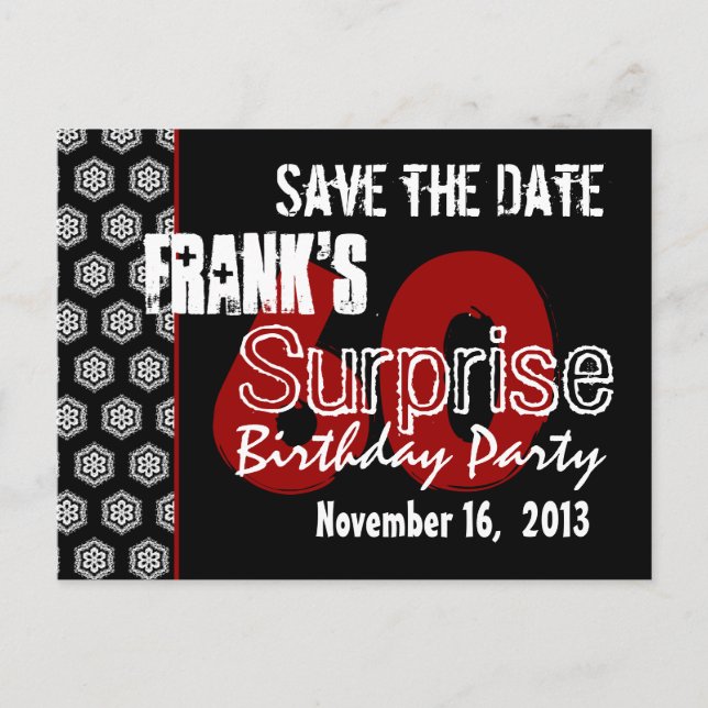 Modern Save the Date Surprise 60 Party W1942 Meddelande Vykort (Framsida)