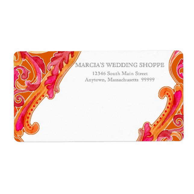 Modern sawirl Flourish Heart Tangerine-Orange Fraktsedel (Framsidan)