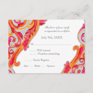 Modern sawirl Flourish Heart Tangerine Shock rosa OSA Kort