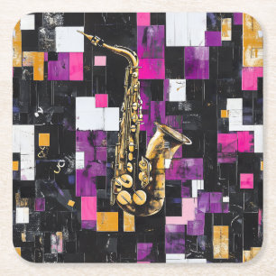 Modern saxofonmönster underlägg papper kvadrat