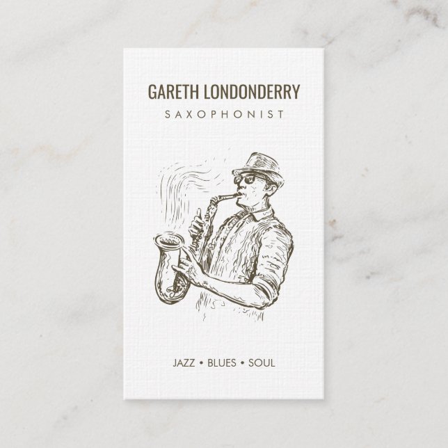 modern saxophonist-professionellens qr-kod visitkort (Framsida)