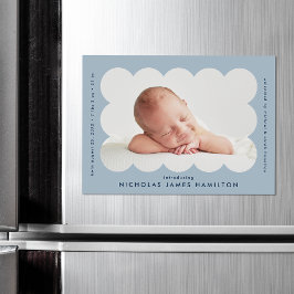 Modern scalloped Photo Birth Magnet