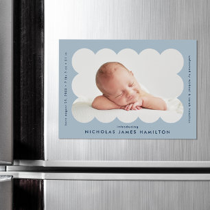 Modern scalloped Photo Birth Magnet
