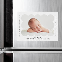 Modern scalloped Photo Birth Magnet