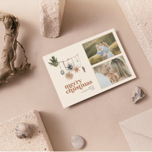 Modern Scandi Boho Neutralt Family 2 Photo Merry Julkort