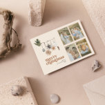 Modern Scandi Boho Neutralt Family 4 Photo Merry Julkort<br><div class="desc">"Välkomna julstämningen till ditt hem i år och lägg till ett litet stycke modernt boho stil till dina semesterhälsningar med det här Neutralten Family Photo God jul Helgdag card! Med sitt varma, ärliga färg är det säkert att ge dig en känsla av mysigt fred och glädje till ditt hem. Med...</div>