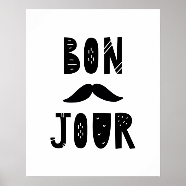 Modern scandi Bon Jour Barnkammare Poster (Framsidan)