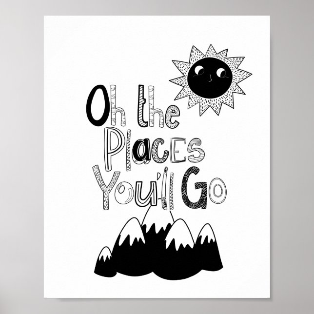 Modern Scandi de platser du ska gå Barnkammare Poster (Framsidan)