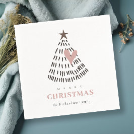 Modern Scandi Minimal Blush Heart Christmas Tree Pappersservett